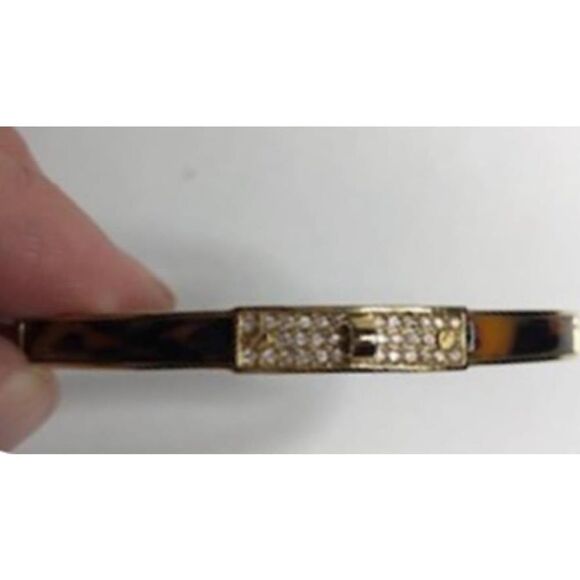 679 Michael Kors Goldtone CZ  hinged cuff bracelet - Picture 1 of 3